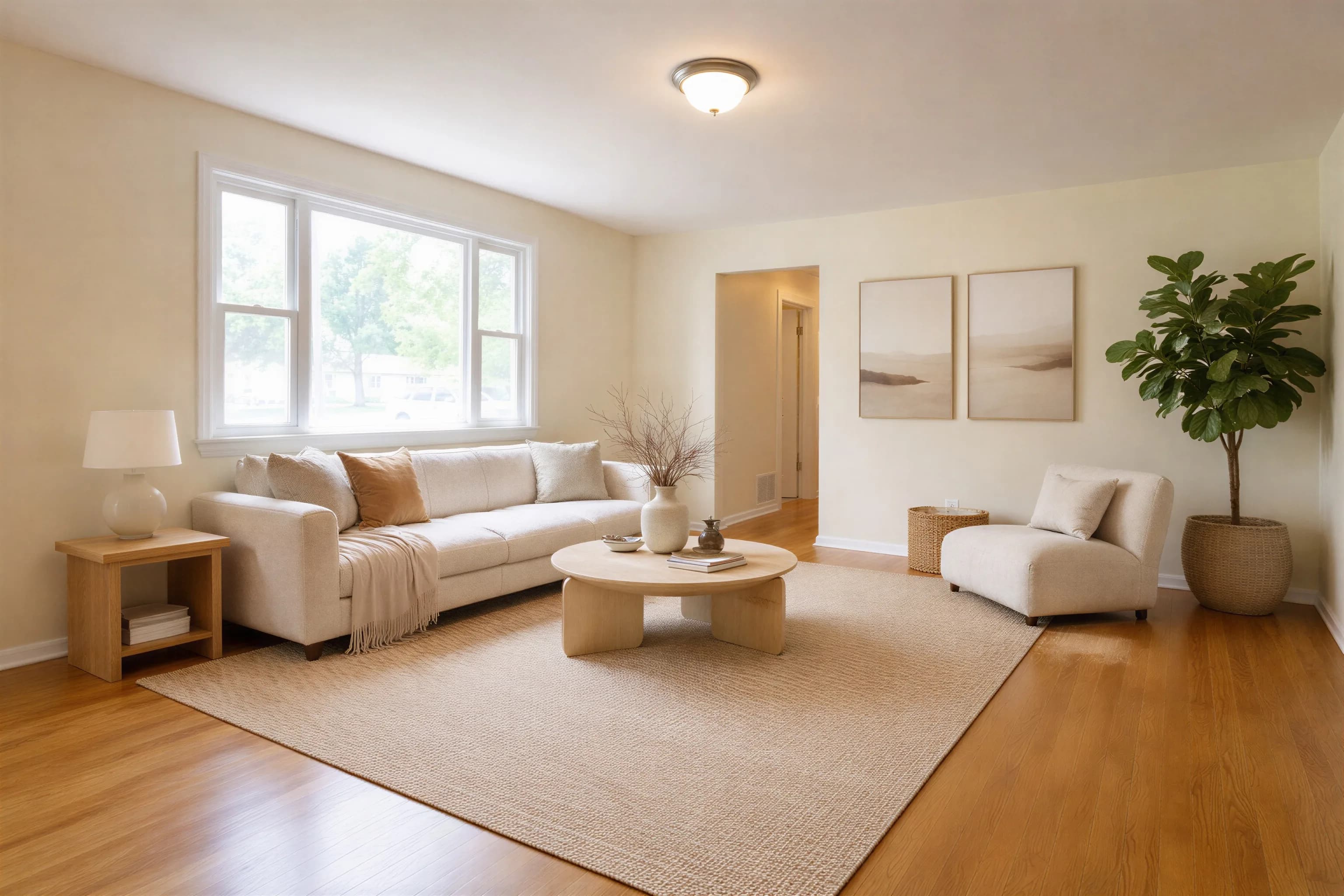 VS-01 first Agent Lens Organic Modern virtual staging output